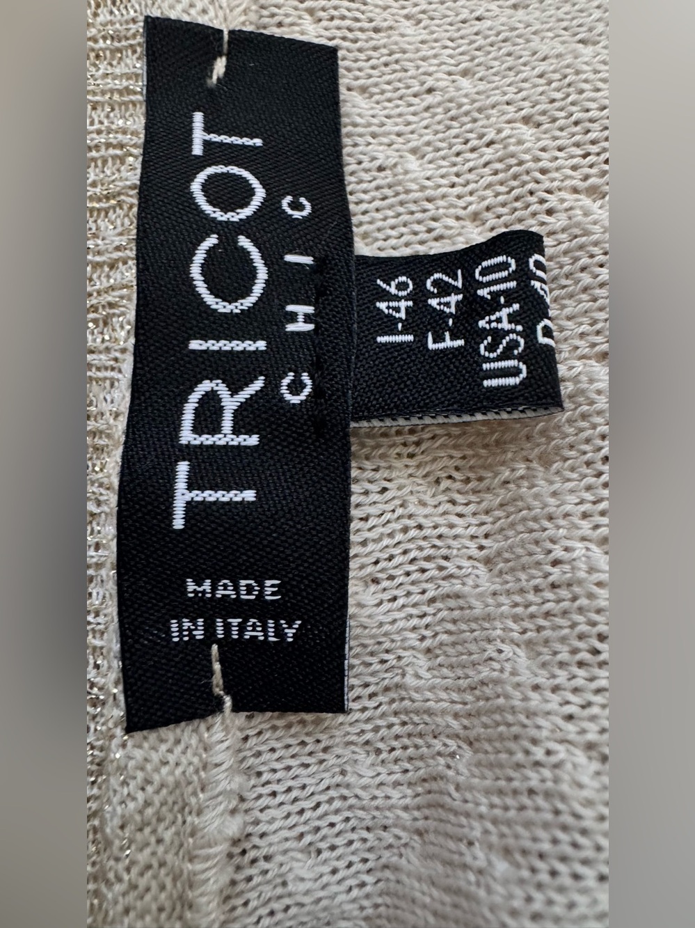 Tricot Chic Italy Metallic Knit Maxi Dress w/Slip Ivory Size 10 - Picture 4 of 16